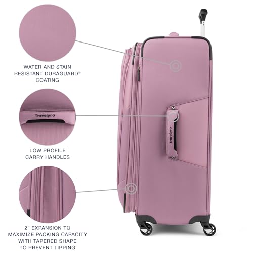 Travelpro Maxlite 5 Softside Expandable Luggage with 4 Spinner Wheels, Lightweight Suitcase, Men and Women, Orchid Pink Purple, Checked-Large 29-Inch