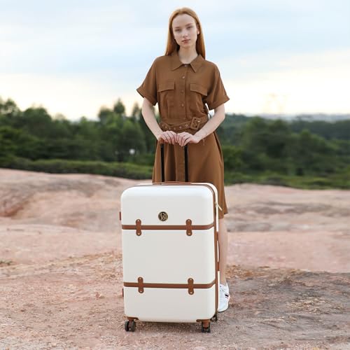 Badgley Mischka Grace 3 Piece Polycarbonate-ABS Expandable Retro Luggage Set (White)
