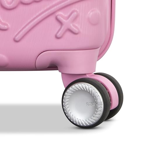 American Tourister Minnie Mouse Carry-On Luggage - Airline Approved, Durable Hardshell with RightHeight Adjustable Handle - Expands 1.5in - Roll Confidentially with Dual 360 Spinner Wheels