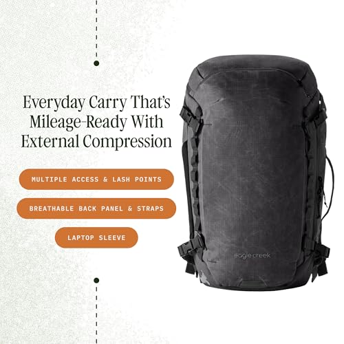 eagle creek Explore Backpack - Adventure Travel Backpack for Hiking - Comfortable Shoulder Straps - Easy Access Compartments - Reinforced Grab Handles - Removable Hip Belt - Black - 26L