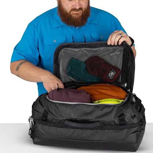 Osprey Transporter 44L Durable Squffel Bag - Water Resistant Square Split Travel Duffel Backpack, Pine Leaf Green