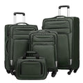 Coolife Luggage 4 Piece Set Suitcase TSA Lock Spinner Softshell lightweight (dark green)