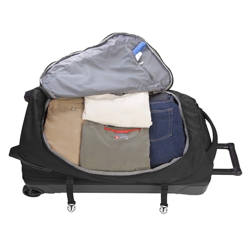 Eddie Bauer Expedition Rolling Duffel Bag with Wheels | Travel | Check-In | Luggage | Rugged | Durable - Black, 30"