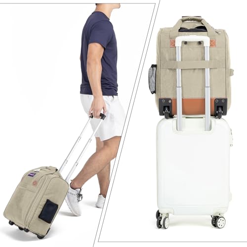 Boardingblue 17x13x8 Inches JetBlue Airlines Rolling Personal Item Underseat Travel Bag - Suitable for Major Airlines including Spirit, Jetblue and Frontier- Duffel Bag Design (Ivory)