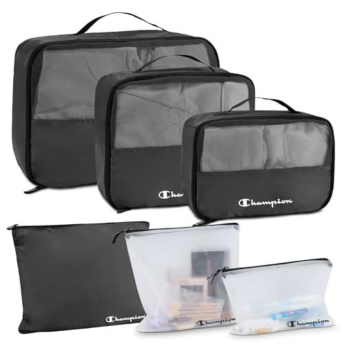 Champion Packing Cubes for Travel – 6 pc Packing Cubes Set for Suitcases, Space-Saving Packing Organizers