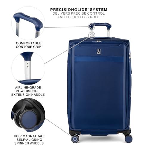 Travelpro VersaPack+ Lightweight Softside Expandable Checked Luggage, 8 Spinner, TSA Lock, Checked Large 29-Inch, Estate Blue