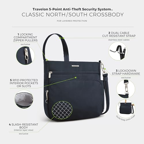 Travelon Anti-Theft Classic North/South Crossbody Bag
