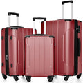 Merax Luggage Set 3 Piece Expandable Lightweight Spinner Suitcase with Corner Guards (Red.)