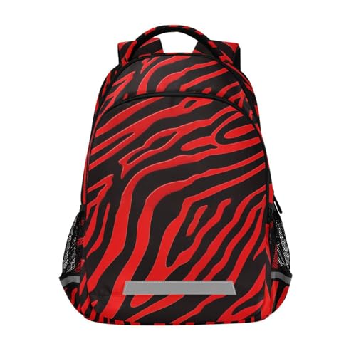 KLL Red zebras Tigers Animal Print carry on backpacks for kids with big bookbags for elementary para bebes varon