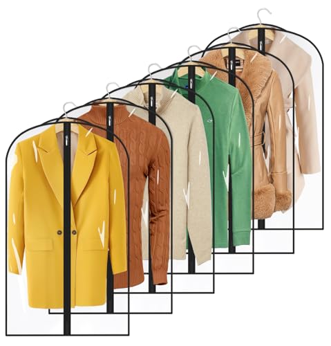 MISSLO All Clear Garment Bags for Hanging Clothes 40" Suit Bags for Closet Storage Plastic Clothes Covers for Shirts, Jackets, Coats, 6 Packs