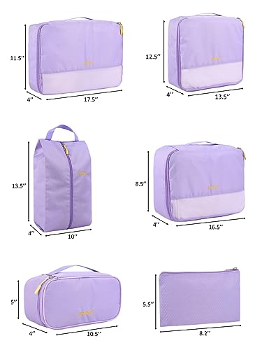 COVAX Packing Cubes for Suitcases, 5 Set Travel Luggage Organizer Bags and Storage Packing Cubes for Women Men, Purple