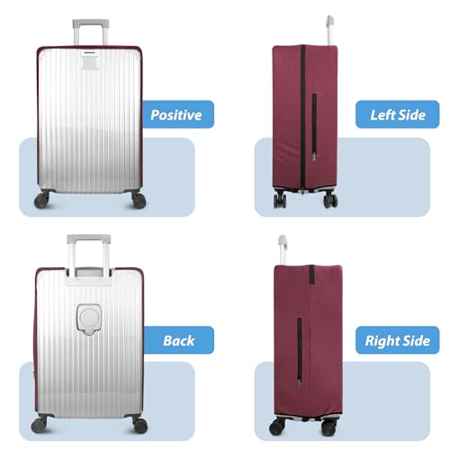 Linpr Transparent PVC Suitcase Cover, No Disassembly Required Clear Luggage Cover, Waterproof Travel Wrap Luggage Protectors (34, Red)