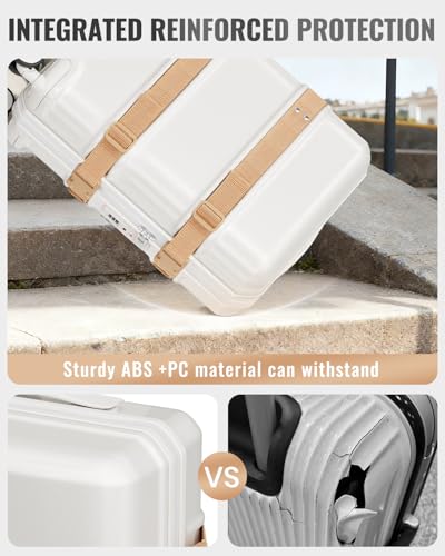Joyway Luggage Sets 3 Piece with Spinner Wheels, Hardside Suitcase Set with TSA Lock and YKK Zipper for Travel, 20" Expandable Carry On, 24" and 28" Suitcases, White