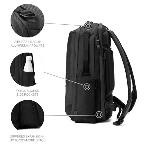 Travelpro Altitude Slim Expandable Travel Laptop Backpack 20-24L, 16 Inch Laptop, Water Resistant, Work, Business, Men and Women, Jet Black