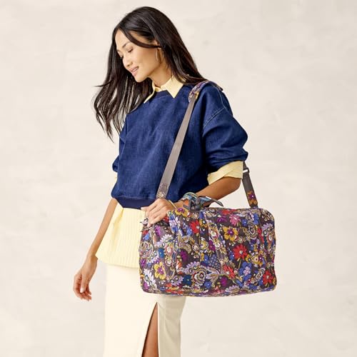 Vera Bradley Women's Premium Cotton Miramar Weekender Travel Bag, Colorful Bouquet, One Size