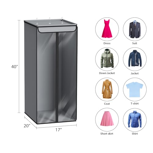 Univivi Garment Bags for Hanging Clothes, Large Clothes Storage Bags Closet Organizer with Clear Window, Premium Hanging Garment Storage Bag for Suits, Coats, Jackets, 40", 2-Pack (Grey)