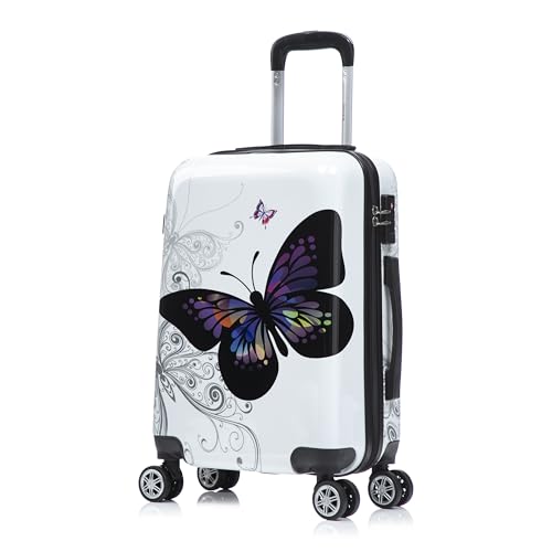 InUSA Butterfly Print 20-Inch Carry-On Hardside Spinner Luggage Travel