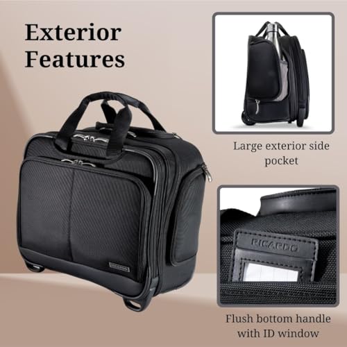 Ricardo Beverly Hills Flight Essentials Softside Wheel-A-Board Bag, Rolling Laptop Carry-On Luggage, Durable Ballistic Nylon Fabric, Water and Stain Resistant, Men and Women, 16.5-Inches Wide