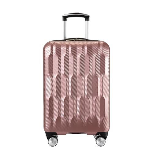 Ricardo Beverly Hills Lombard Hardside Carry-On Luggage – Expandable Travel Bag with 8-Spinner Dual Wheels & Telescoping Handle. 21-inch, Rose Gold