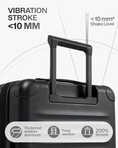 Coolife Carry On Luggage Suitcase : 22x14x9 Airline Approved Travel Luggage with Spinner Wheels, Front Pocket Expandable Hardshell Suitcases with TSA Lock Black
