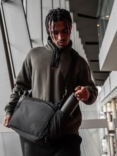 ALPAKA Flight Satchel 11L Messenger Crossbody Bag for Men and Women, Commuting, Business Travel, Daily Carry, Fits 12.9 Inch Tablet, Weatherproof Axoflux 210D Ripstop Nylon, Black