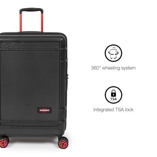 EASTPAK Resist'R Zip M – 63L Hardshell Suitcase with Dual Compartments, TSA Lock, Silent 360° Spinner Wheels & Water-Resistant Design, Camo