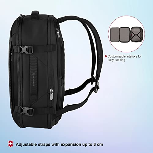 Victorinox Crosslight Boarding Bag - Lightweight Laptop Backpack for Traveling Essentials - Sleek Business Backpack Made from Recycled Materials - Black