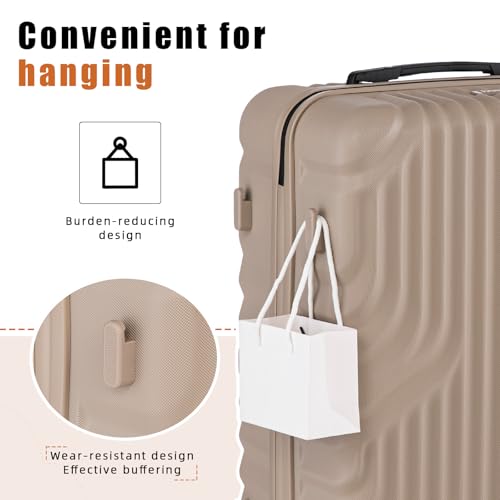 Eeeza Luggage Sets 5 Piece Suitcase with ABS Hard Shell Lightweight Combination Lock and Double Rotatable Detachable Wheels(Gray,20"/24"/28"/DB/TB)