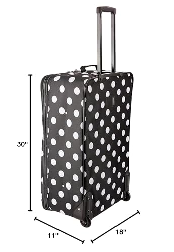 Rockland Vara Softside 3-Piece Upright Luggage Set, Expandable,Black dot, (20/22/28)