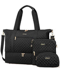 LOVEVOOK Travel Weekender Bag for Women, Duffle Bag with Shoe Compartment, Gym Duffel Bag with Makeup Bag Carry-on Tote Bag for Airplanes Traveling Weekend, Hospital Bags for Labor and Delivery 3Pcs