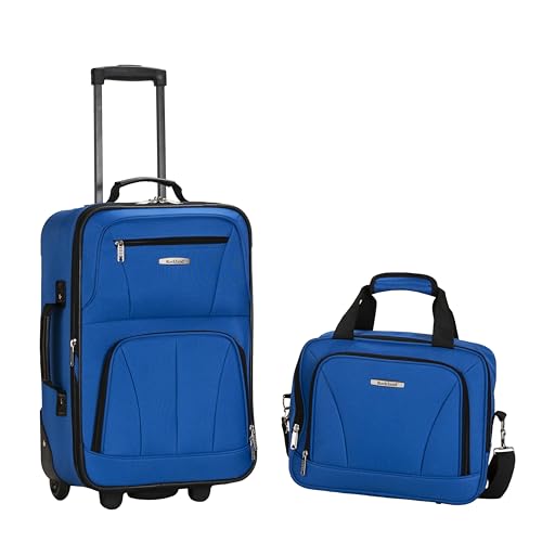 Rockland Fashion Softside 2 Piece Luggage Set, Expandable, (14" Tote/19" Upright), Blue