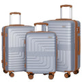 Romswi 3-Piece Expandable Luggage Set 20/24/28 Inch, Spinner Hardshell Lightweight Suitcases with TSA Lock, YKK, Checked & Carry On Luggage Set, Silver
