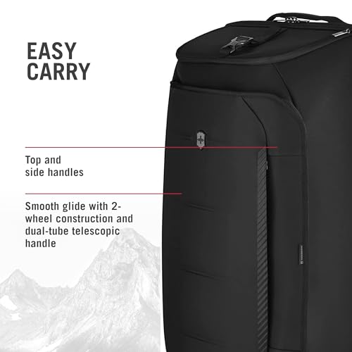 Victorinox Crosslight Wheeled Duffel Bag - Travel Luggage with Wheels - Includes Shoe Storage - Premium Travel Essentials - 87 Liters, Black