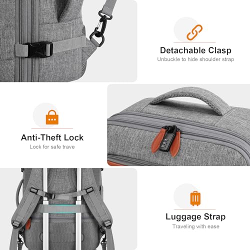 Bagsure Travel Backpack Carry On Backpack 42L Flight Approved, Expandable Laptop Backpack with Packing Cubes & Shoe Pocket, Water Resistant Luggage Backpack for Men Women, Large Backpack 20 * 14 * 7"