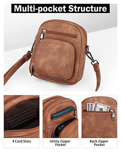 FADEON Small Purses for Women Crossbody Bags, Designer PU Leather Mini Cross Body Purse Travel Shoulder Bag Card Slots