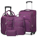 LARVENDER Softside Carry On Luggage 4 Piece, Expandable Carry On Luggage 22x14x9 Airline Approved Underseat Suitcase with Spinner Wheels TSA Lock, Purple (16/20/BP/TB)