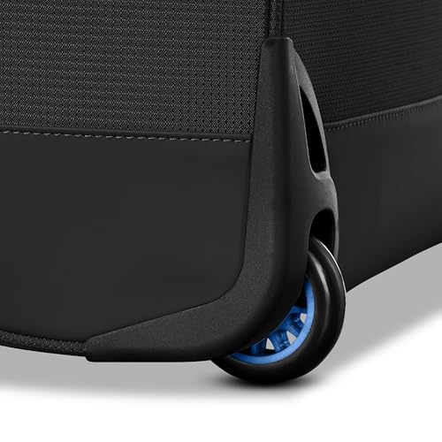 High Sierra Hi-Life 31-Inch Large Wheeled Duffle - Features Smooth Rolling Wheels, WetPak Pockets, Stack-It Strap, Adjustable Handle, Fleece Pocket, Padded Laptop Sleeve, Expandable - Blue/Black