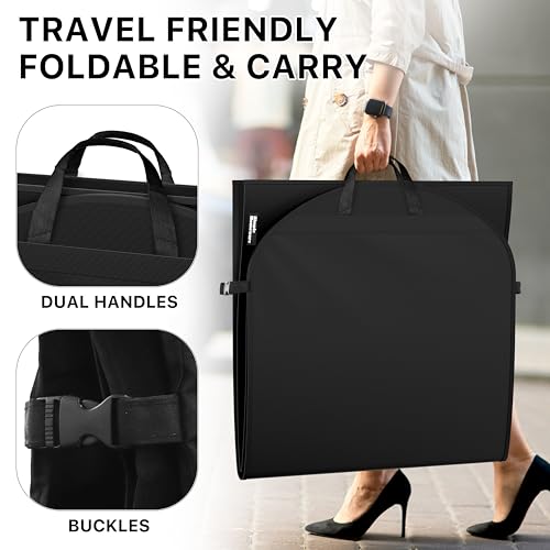 Simple Houseware 43'' Travel Garment Bag with Pockets for Suits, Dresses, Coats, Heavy Duty 300D Polyester