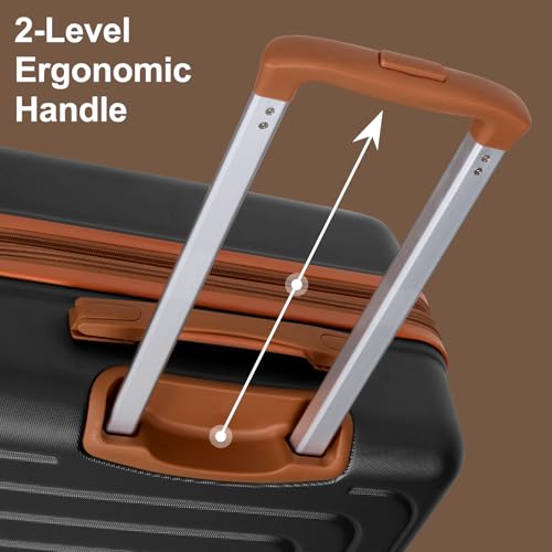 Romswi 28" Large Checked Luggage, PC+ABS Hardshell Suitcase with Dual Spinner Wheels, Lightweight Hard Side Travel Luggage with YKK Zipper, Scratch-Resistant, Black