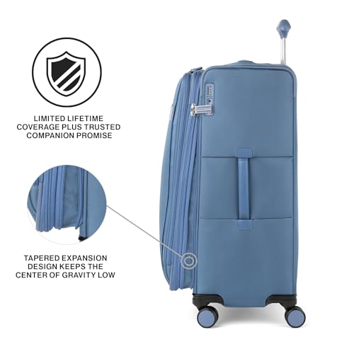 Travelpro VersaPack+ Lightweight Softside Expandable Checked Luggage, 8 Spinner, TSA Lock, Checked Large 29-Inch, Elemental Blue