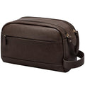 Celvetch PU Leather Toiletry Bag for Men - Water Resistant Travel Bag for Toiletries, Bathroom Essentials, Accessories - Dark Brown