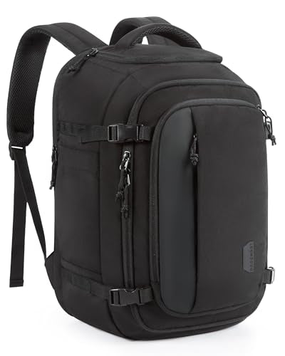 BAGSMART Travel Backpack Carry on Flight Approved, 28L Lightweight Backpack Fits 17.3 Inch Laptop for Men Women, Water Resistant Personal Item Travel Bag with USB Charging Port, Black