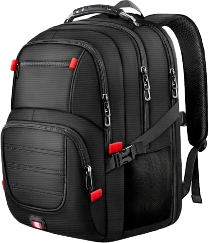 JARWAM 18.4-19 Inch Extra Large Gaming Laptop Backpack with LifetimeWarranty, 55L Airline Approved TSA Friendly Carry On Work Travel Computer Bag for Men & Women, Black