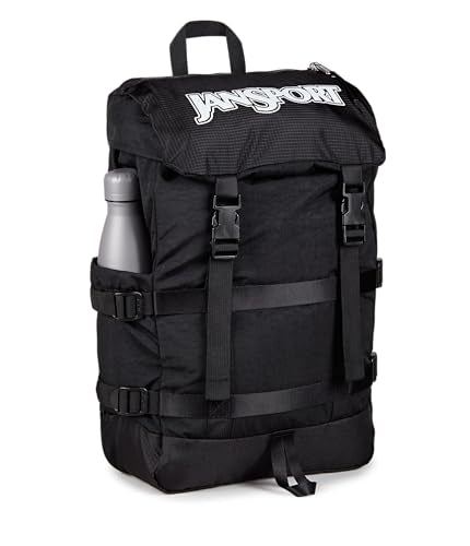 JanSport Skip Pack Backpack – 28L Capacity, Fits 13.5" Laptop, Large Main Compartment, Side Water Bottle Pocket – Ideal for Work & Travel, Black