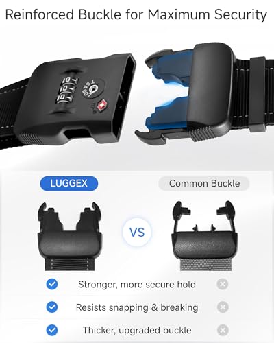 LUGGEX Luggage Straps TSA Approved, Luggage Straps for Suitcases, Easy Adjustable & Reinforced Buckle (Orange-Yellow 20-32inch, 2 Pack)