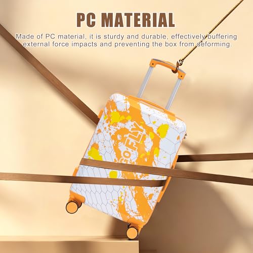 Merax 3 Piece Luggage Set 20/24/28 Inch, PC Carry On Suitcase Set with Spinner Wheels, Hardside Suitcase Set with Combination Lock, Lightweight Travel Luggage with Telescopic Handle,Orange
