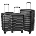 WireHot Lightweight Luggage with Spinner Wheels & YKK Zipper, Hard Shell 3-Piece Suitcase ABS+PC Hardside Luggage Set with TSA Lock for Men Travel, Black (20+24+28 inch)