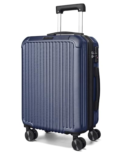 LIGHT FLIGHT Carry On Luggage 22x14x9 Airline Approved, Durable Hard Shell Carry On Suitcases with Wheels, Expandable Hardside Lightweight Travel Luggage with TSA Lock 20 Inch Carry on, Dark Blue