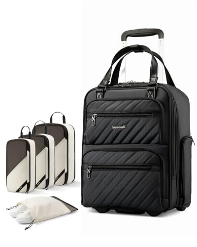 LUGGEX Underseat Carry On Luggage and 4 Set Packing Cubes Bundle – Travel Essentials