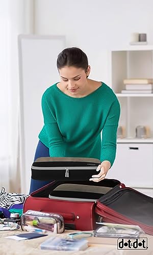 Dot&Dot Large Packing Cubes for Travel - Durable Mesh & Honeycomb Fabric Suitcase Organizer with Zipper Closure, Lightweight Expandable Clothes Bags for Carry On Luggage, 4 Pack Set